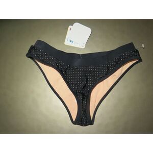 Fabletics Size Large Black Valentina Bikini Bottom Swimsuit Perforated Lined